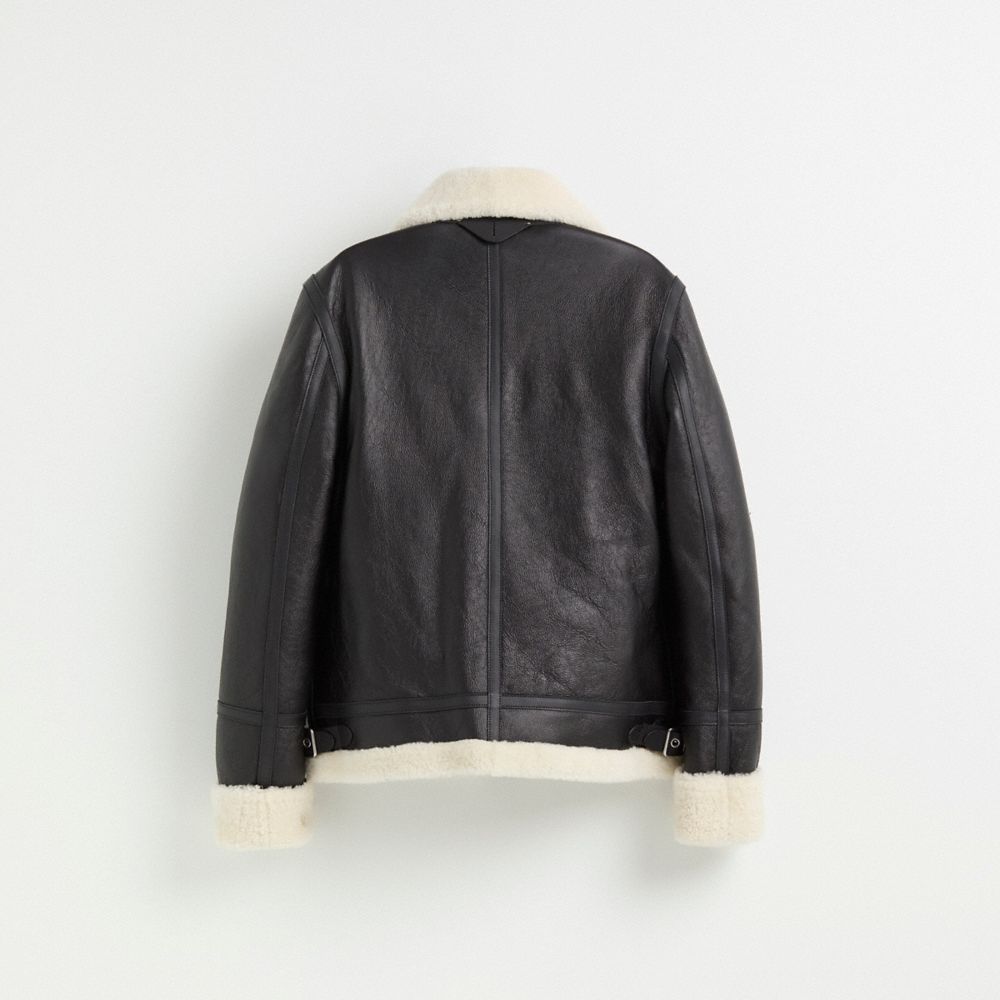 Coach Restored Shearling Aviator Jacket In Black