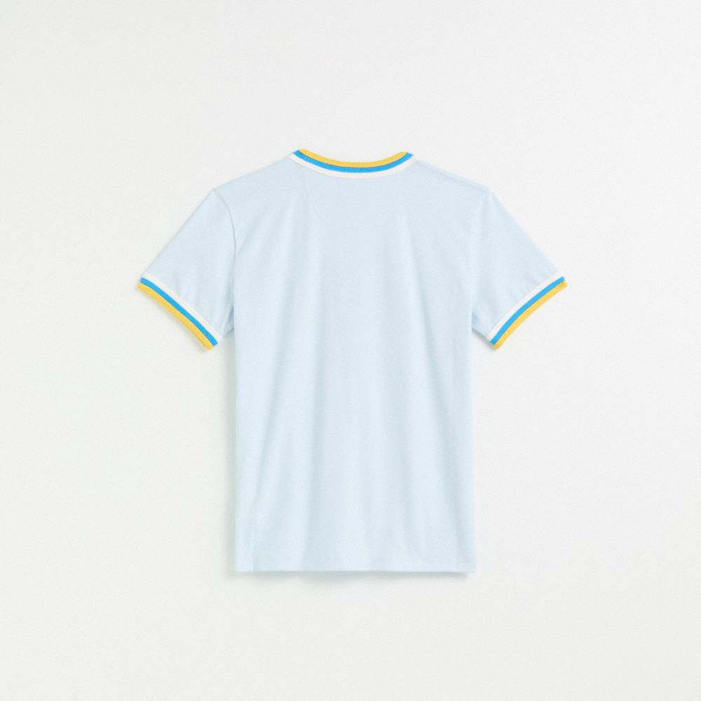 Shop Coach Restored Ski T Shirt In Organic Cotton In Pastel Blue