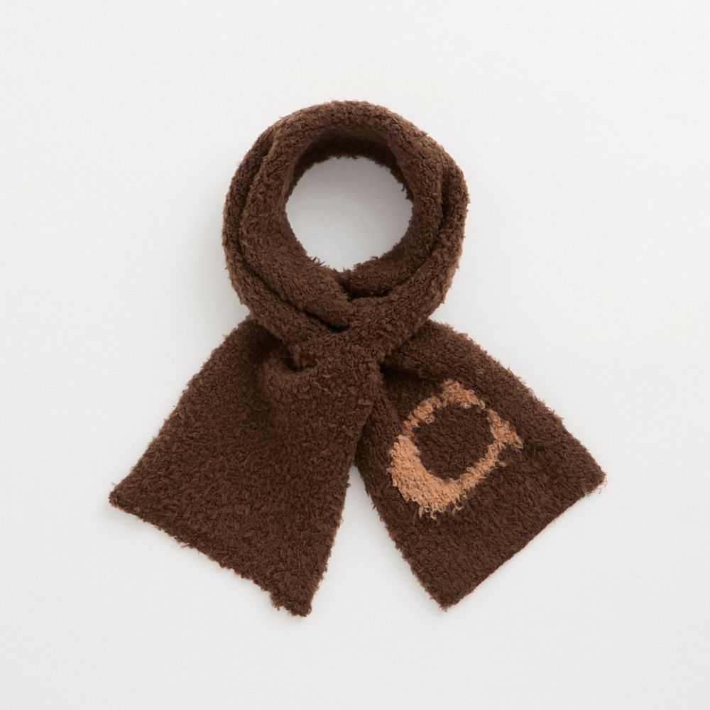 Coach Restored Sherpa Knit Scarf In Dark Brown