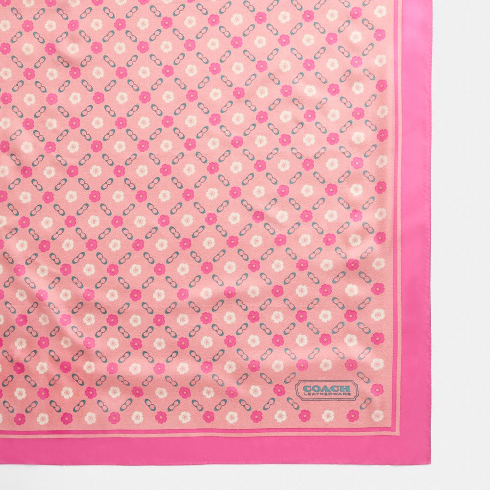 COACH®,Restored Tea Rose Print Silk Square Scarf,Silk,Square,Color Block,Casual,Pink,Closer View