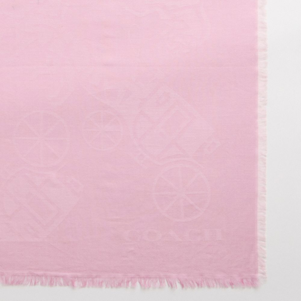 Coach Restored Horse And Carriage Print Oversized Square Scarf In Tulip