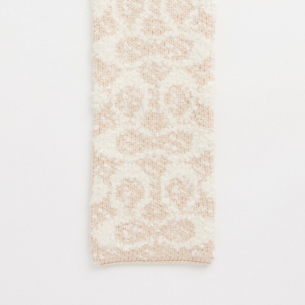 COACH®,Restored Signature Cashmere Scarf,Cashmere,Rectangle,Eco-Friendly,Casual,Beige,Closer View