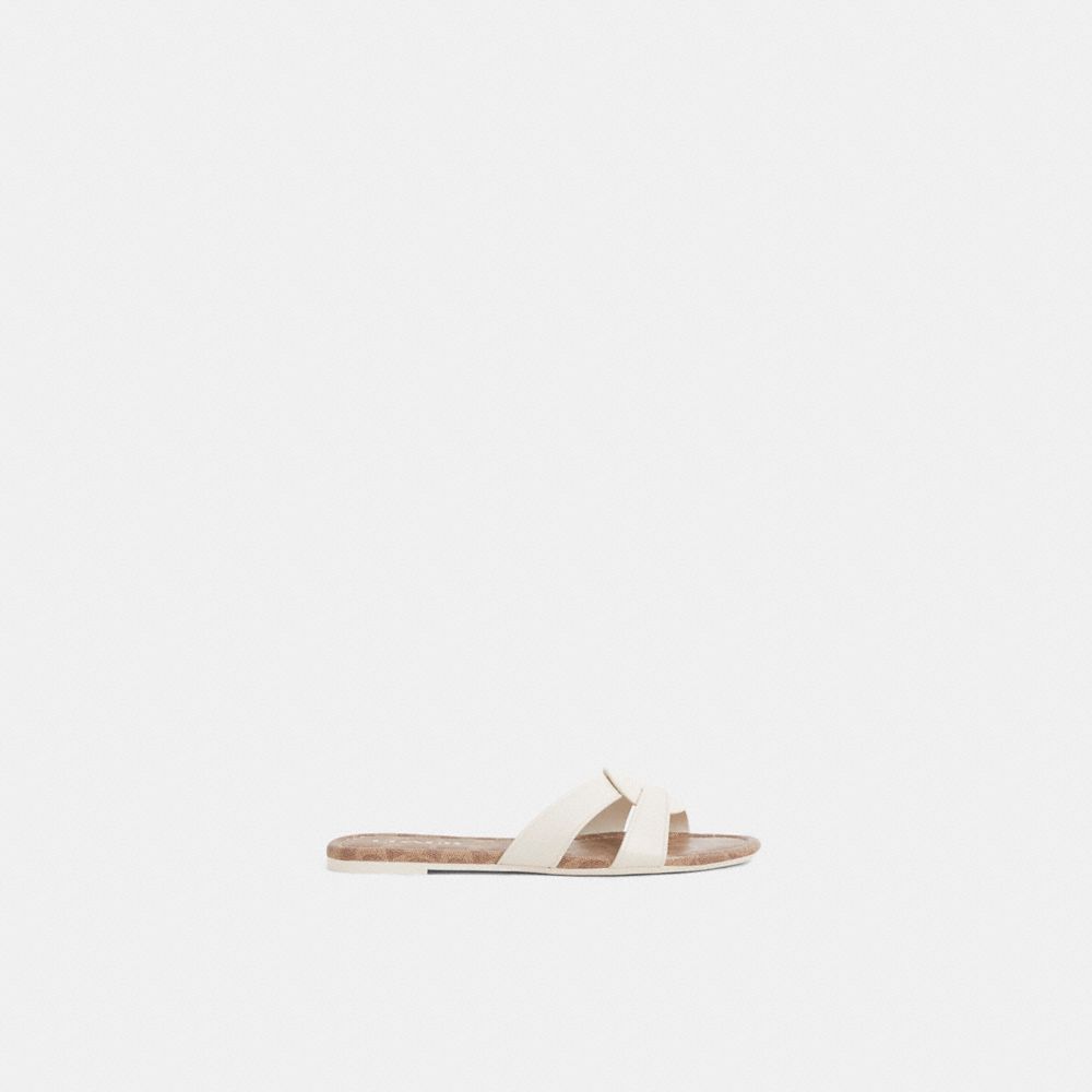 COACH®,Restored Essie Sandal,Leather,Canvas,Rubber,Slides,Sustainable,Casual,Pool,,Front View
