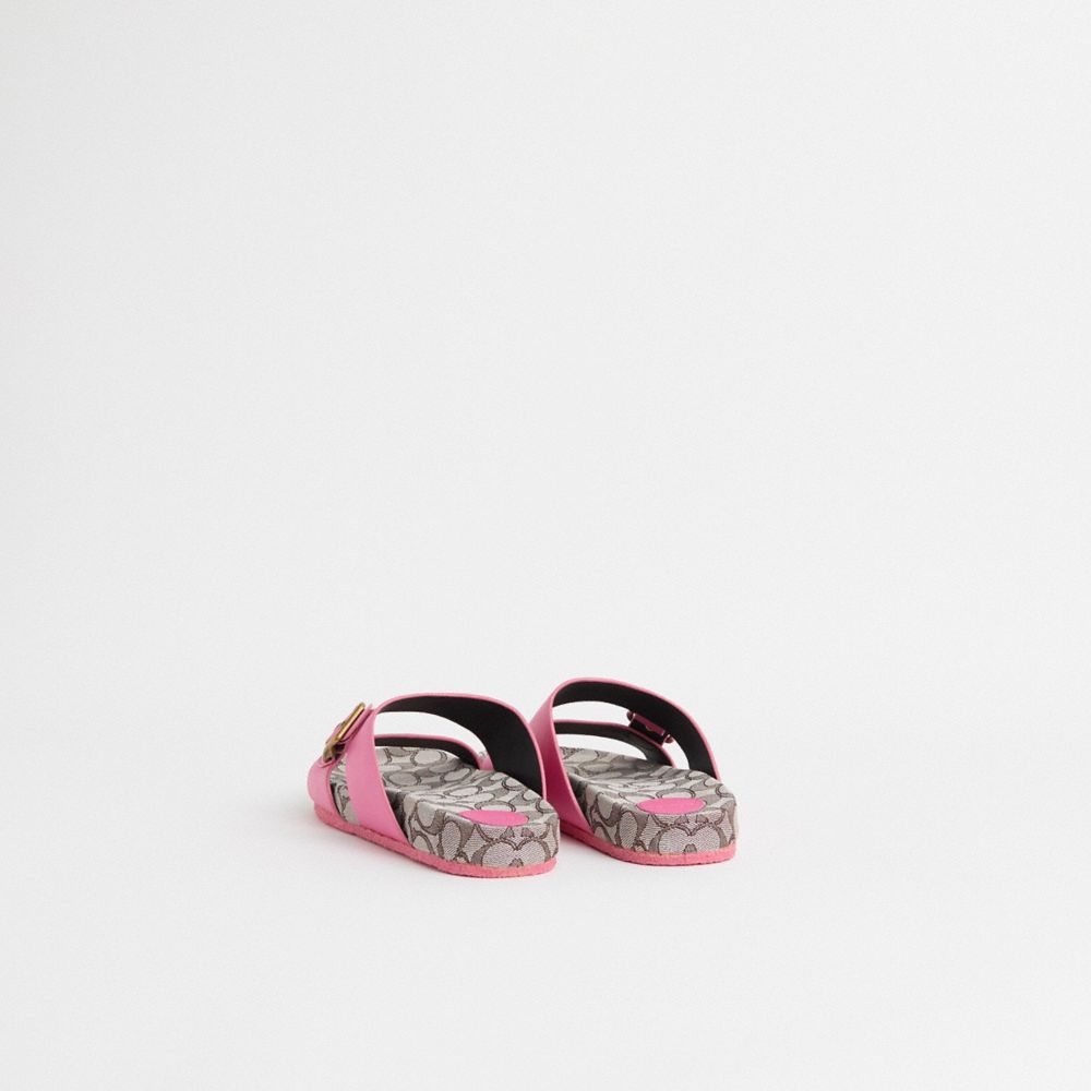 COACH®,Restored Addison Sandal,Rubber,Leather,Slides,Casual,Pool,Pink,Back View