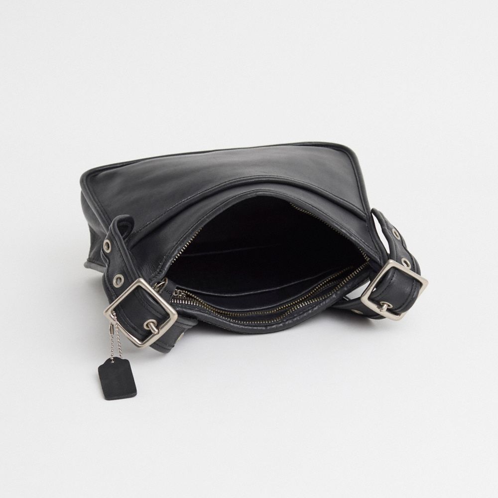 COACH®,Vintage Large Legacy Zip Bag,Leather,Crossbody,Adjustable,Casual,Black,Inside View,Top View