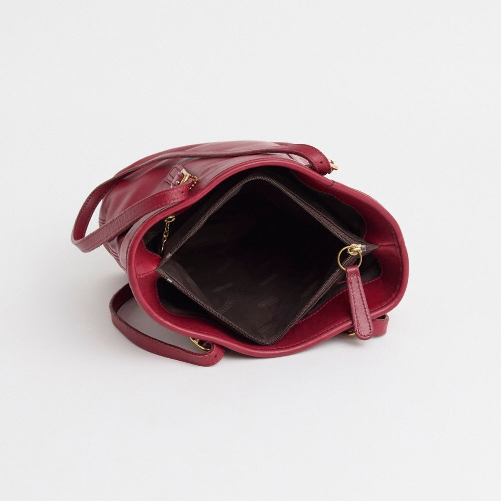 COACH®,Vintage Legacy West Day Tote,Calfskin Leather,Tote,Logo,Casual,Maroon,Inside View,Top View
