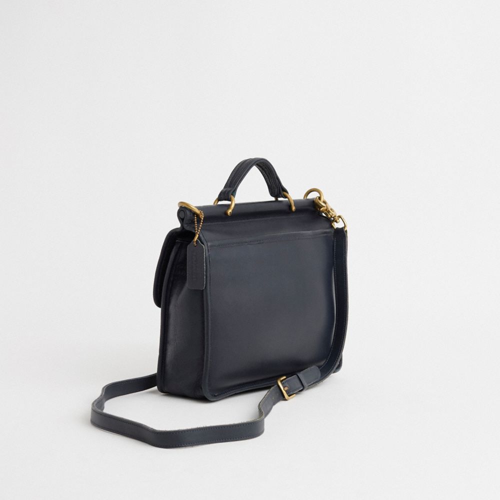 COACH®,Vintage Willis Bag,Leather,Satchel,Logo,Adjustable,Work,Casual,Black,Angle View