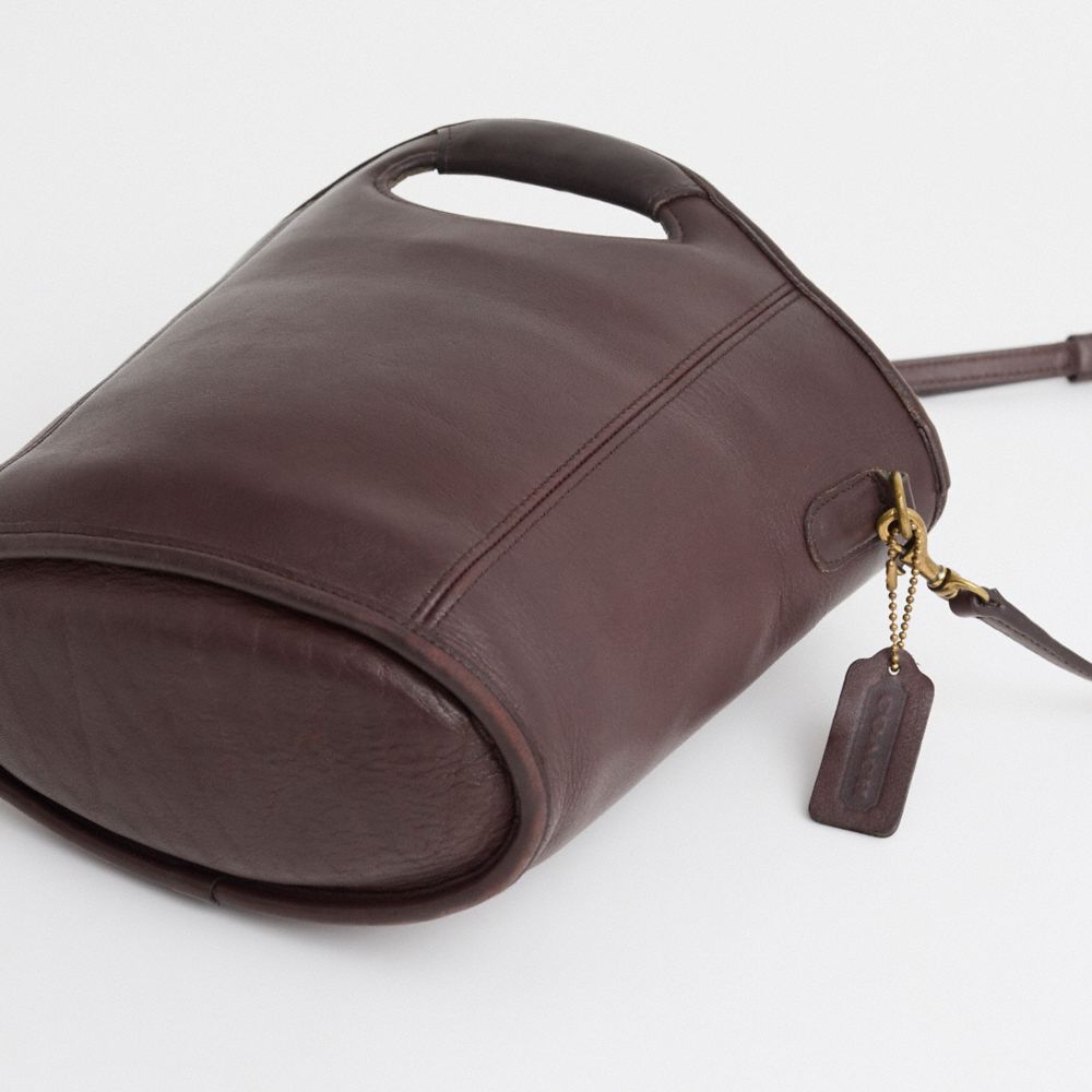 COACH®,Vintage Mini Shopper Bag,Calfskin Leather,Bucket,Logo,Casual,Brown,Closer View