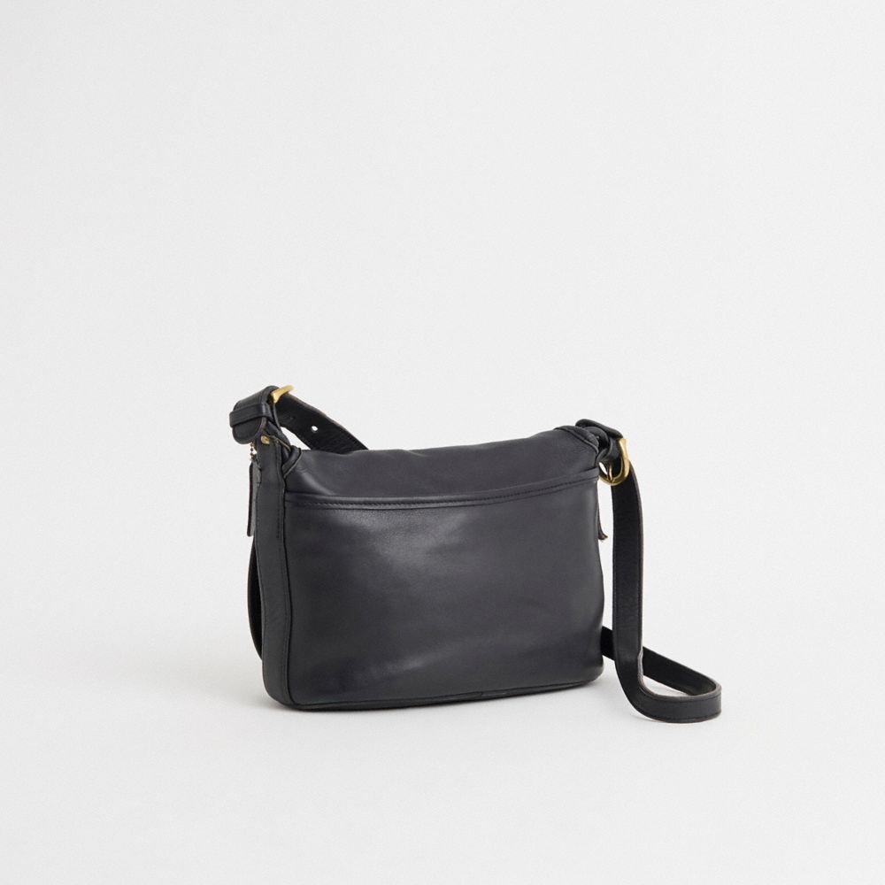 COACH®,Vintage Soho Fletcher Bag,Calfskin Leather,Crossbody,Logo,Adjustable,Casual,Black,Angle View
