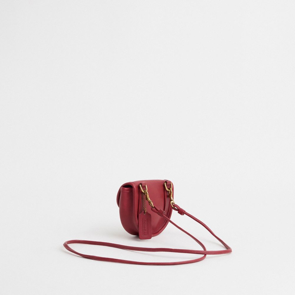 COACH®,Vintage Classic Mini Belt Bag,Leather,Saddle Bag,Logo,Sustainable,Casual,Maroon,Angle View