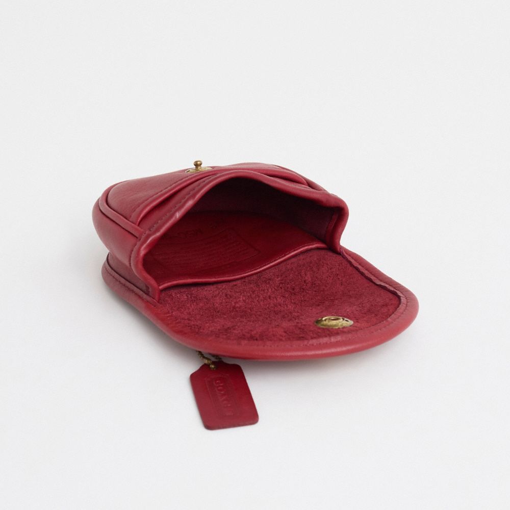 COACH®,Vintage Classic Mini Belt Bag,Leather,Saddle Bag,Logo,Sustainable,Casual,Maroon,Inside View,Top View