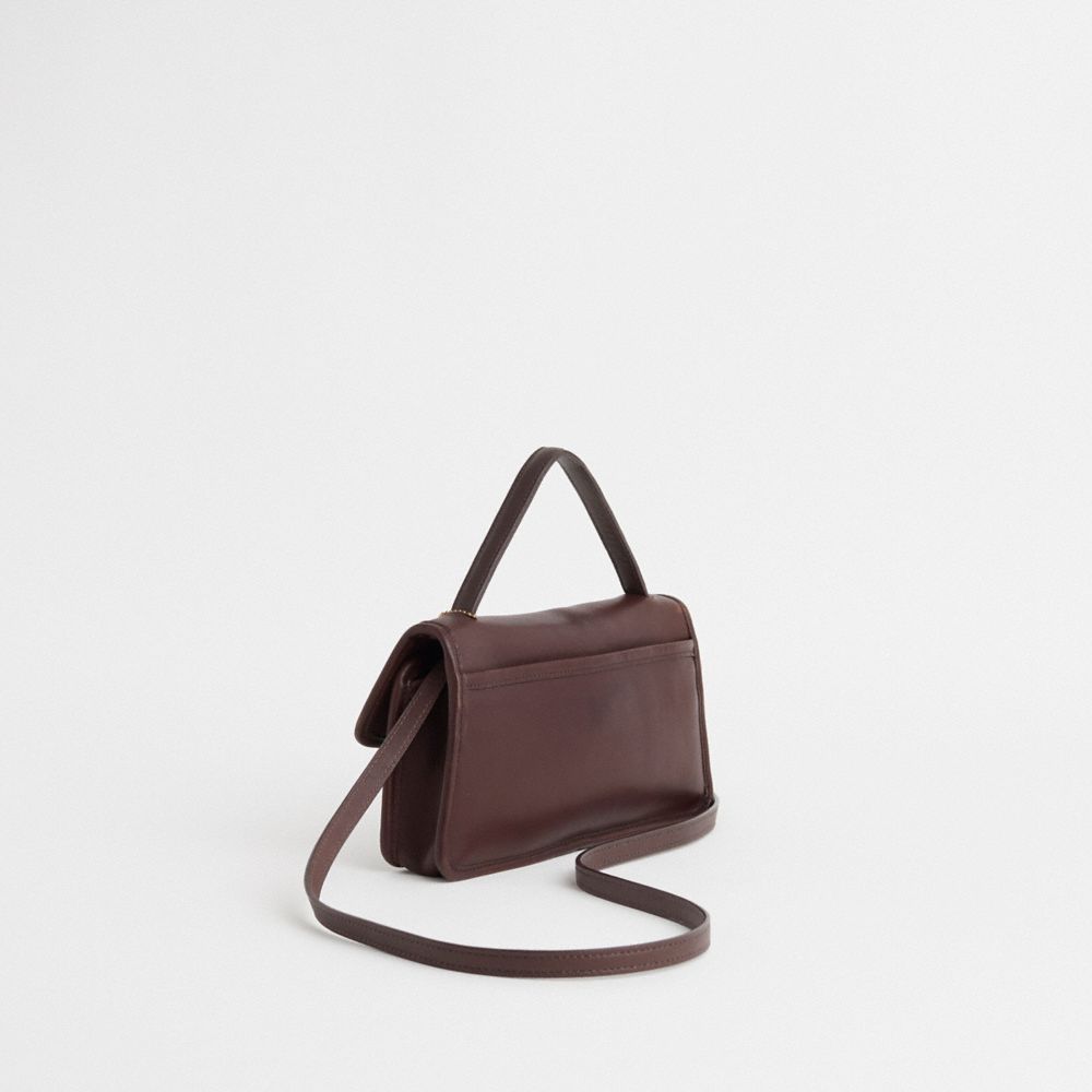 COACH®,Vintage Geometric Clutch,Leather,Shoulder Bag,Logo,Casual,Brown,Angle View