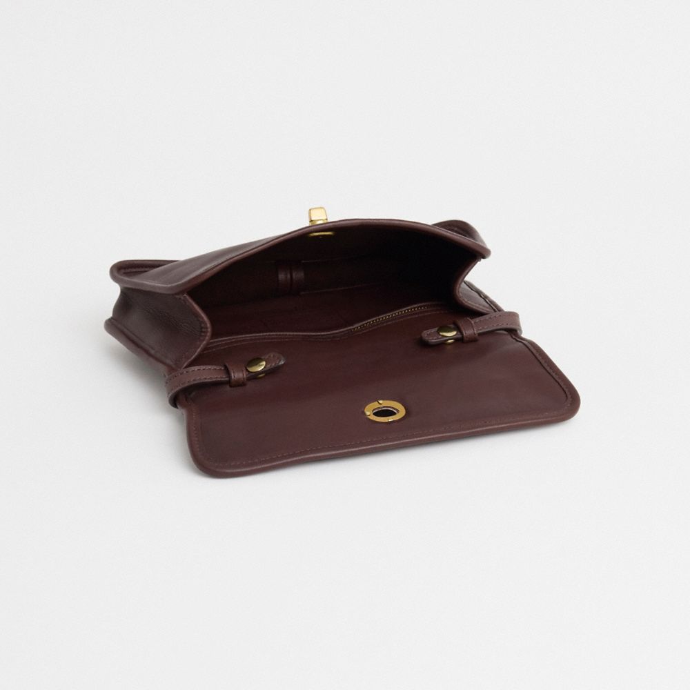 COACH®,Vintage Geometric Clutch,Leather,Shoulder Bag,Logo,Casual,Brown,Inside View,Top View