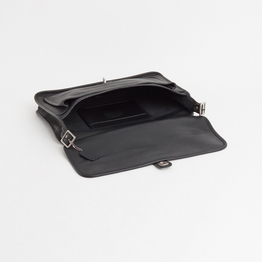 COACH®,Vintage Metropolitan Brief,Leather,Briefcase,Logo,Adjustable,Silver Metal,Work,Black,Inside View,Top View