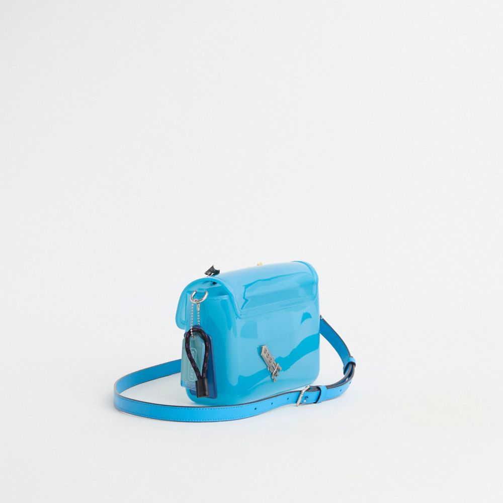COACH®,Upcrafted Jelly Tabby Bag,Crossbody,3D Embellishment,Metal,Embellished,Logo,Sustainable,Vegan,Casual,Turquoise,Angle View