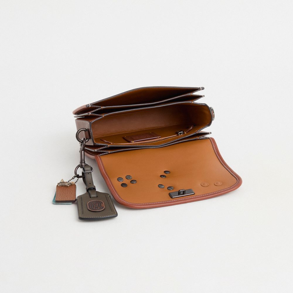 COACH®,Upcrafted Rogue Top Handle Bag In Signature Textile Jacquard With Varsity Patches,Recycled Polyester,Leather,Crossb...,Multi Color,Inside View,Top View