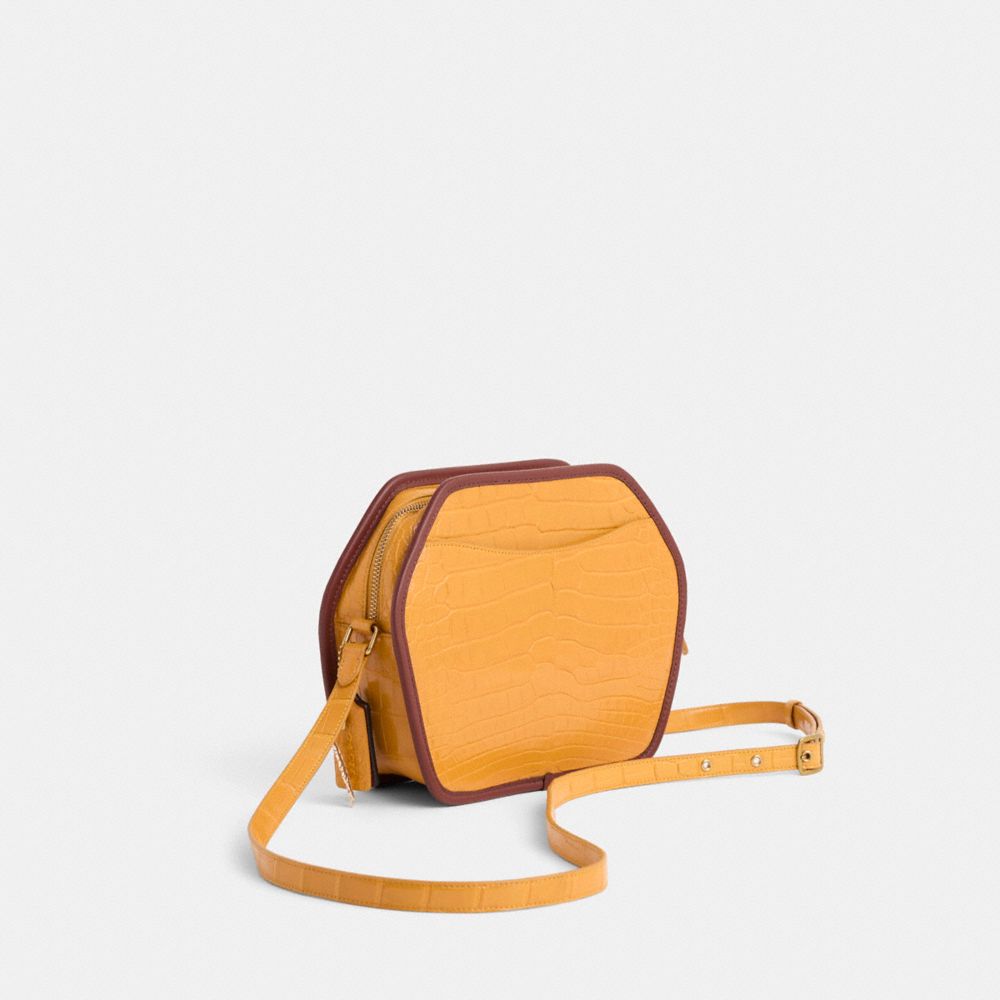 Shop Coach Upcrafted Zip Geometric Pouch In Alligator In Brass/yellow