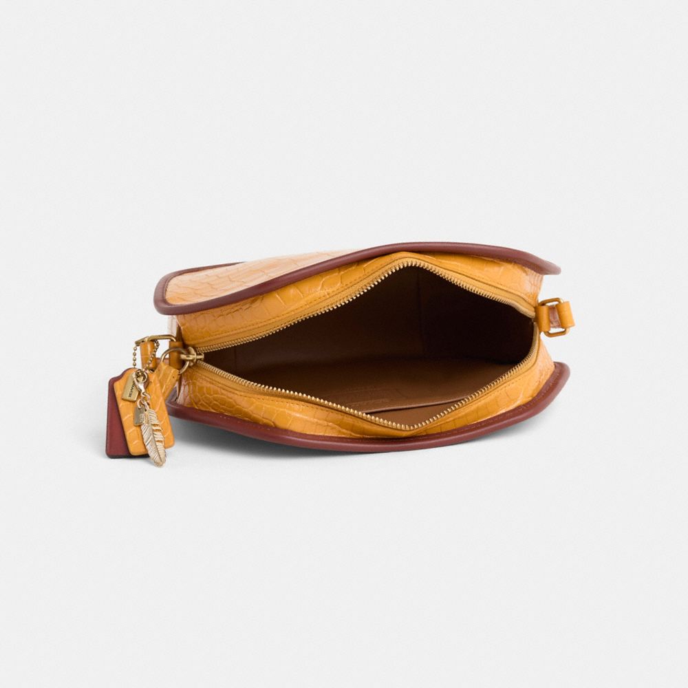 Shop Coach Upcrafted Zip Geometric Pouch In Alligator In Brass/yellow