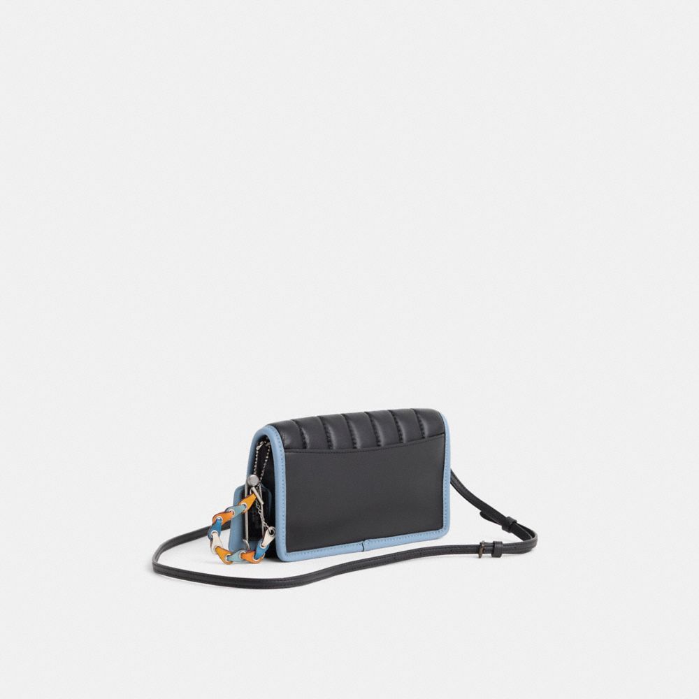 COACH®,Upcrafted Hayden Foldover Crossbody Clutch Bag With Quilting,Clutch,Chain Detail,Piping,Gusset,Casual,Black,Angle View