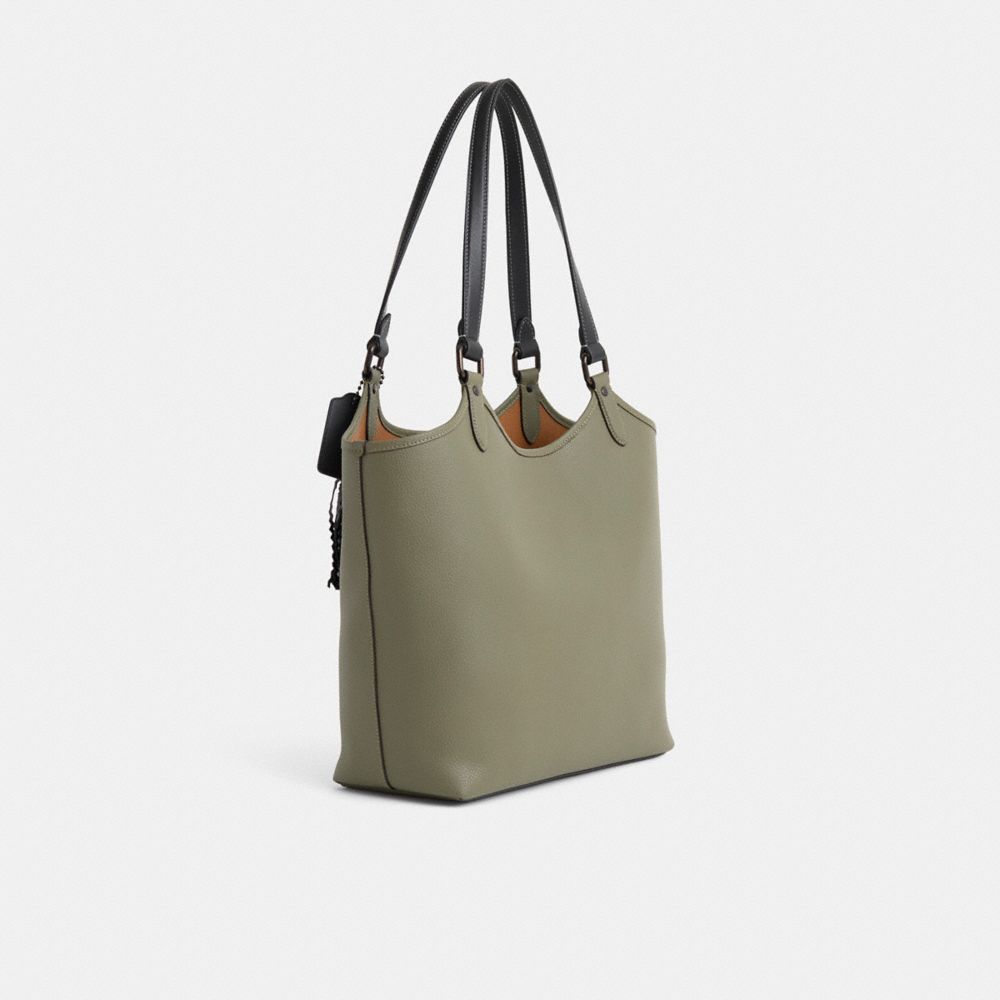 COACH®,Upcrafted Day Tote Bag,Leather,Canvas,Tote,Logo,Tassel,Casual,Olive,Angle View