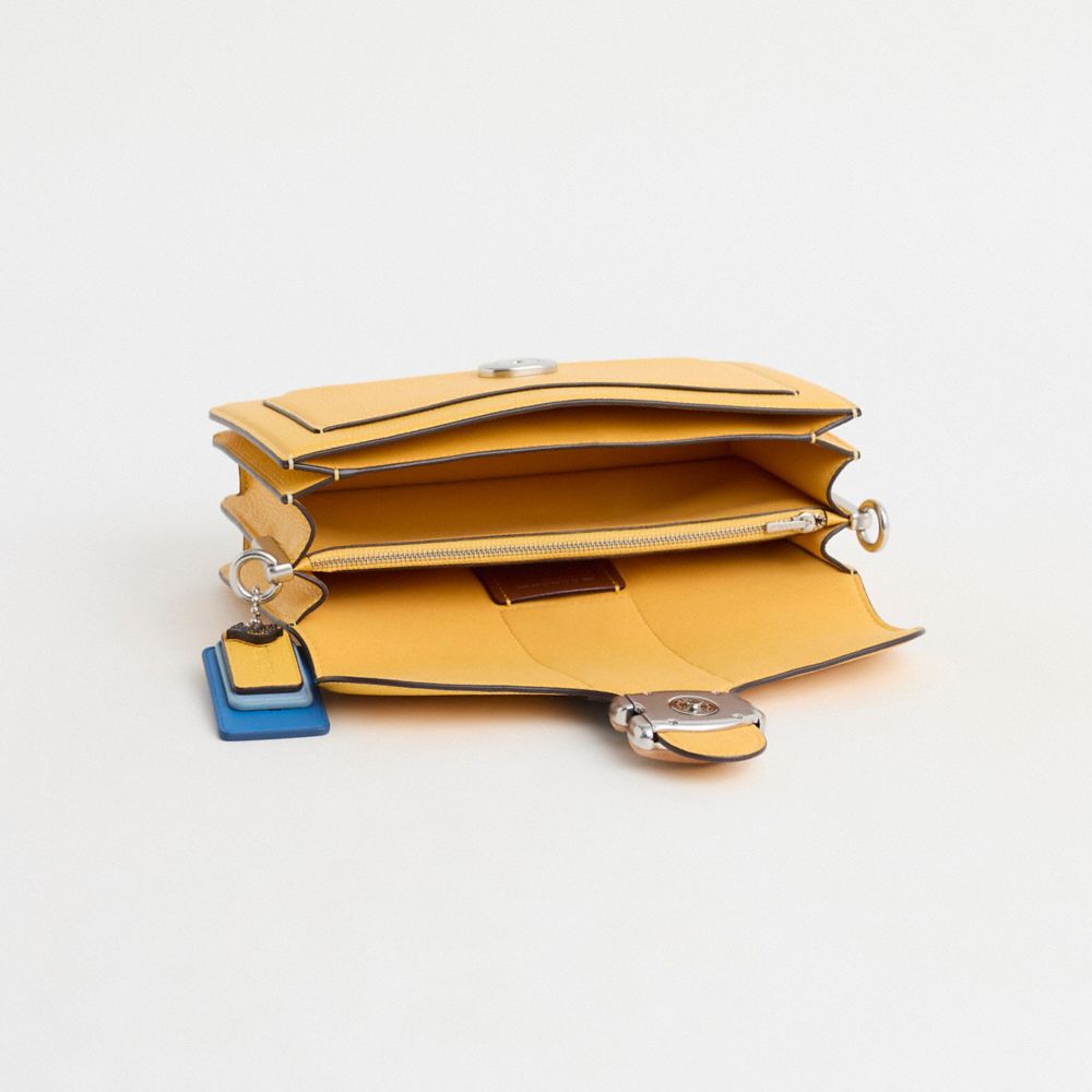 COACH®,Upcrafted Tabby Shoulder Bag 26,Leather,Shoulder Bag,Logo,Metal,Stripe,Silver Metal,Casual,Day Party,Yellow,Inside View,Top View