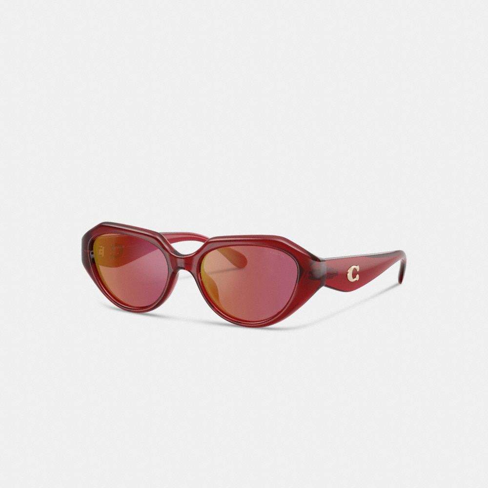 Coach C Hardware Geometric Sunglasses In Burgundy