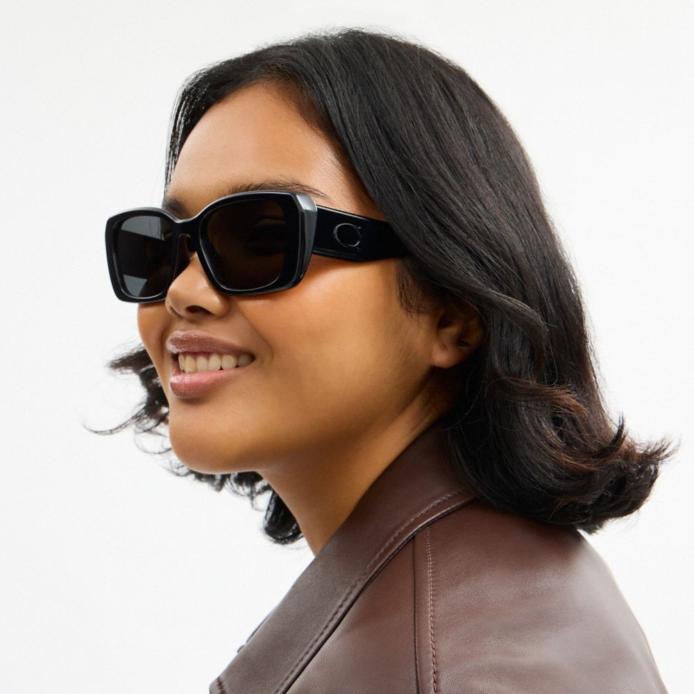 Coach Maxi Sculpted C Oversized Rectangle Sunglasses — фото 4