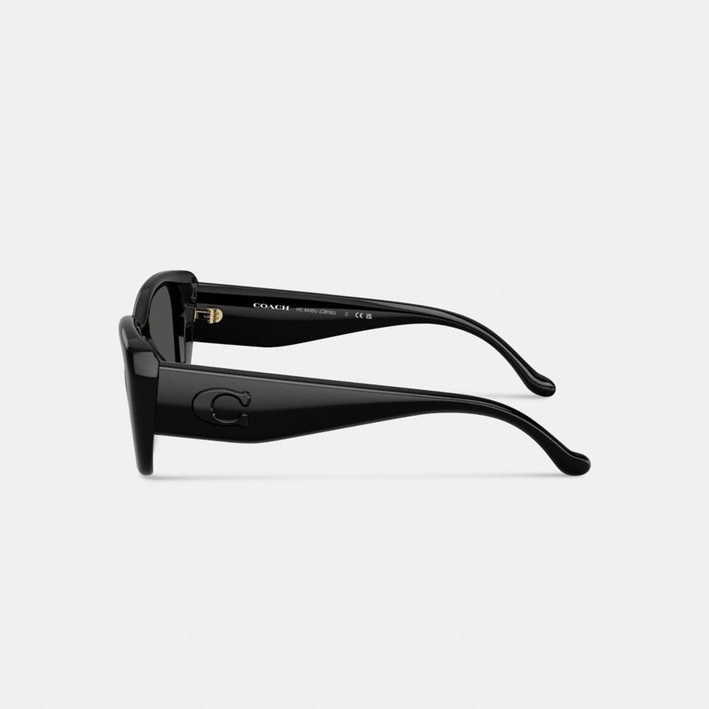 Coach Maxi Sculpted C Oversized Rectangle Sunglasses In Black