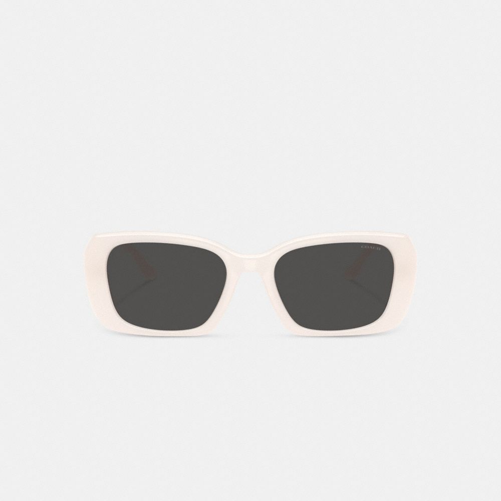 Coach Maxi Sculpted C Oversized Rectangle Sunglasses In White