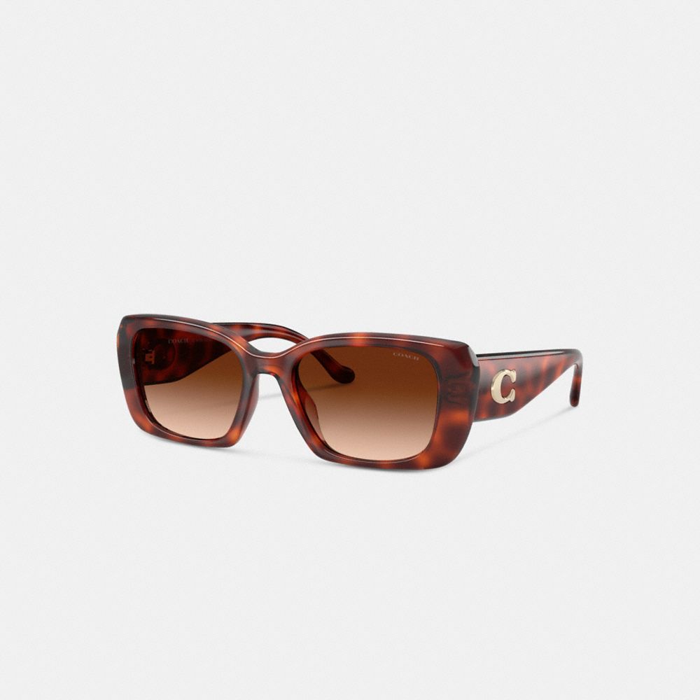 Coach Maxi Sculpted C Oversized Rectangle Sunglasses In Brown