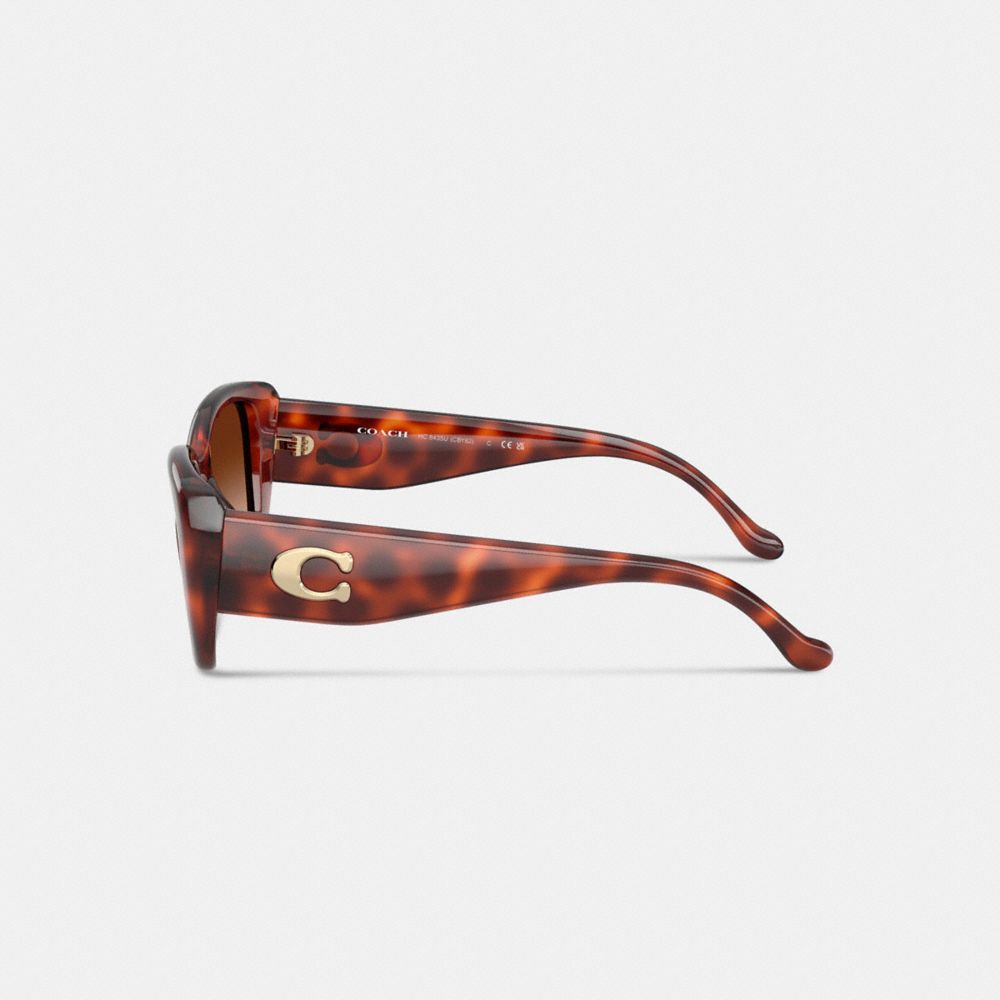 COACH®,Maxi Sculpted C Oversized Rectangle Sunglasses,Brown,Alternate View
