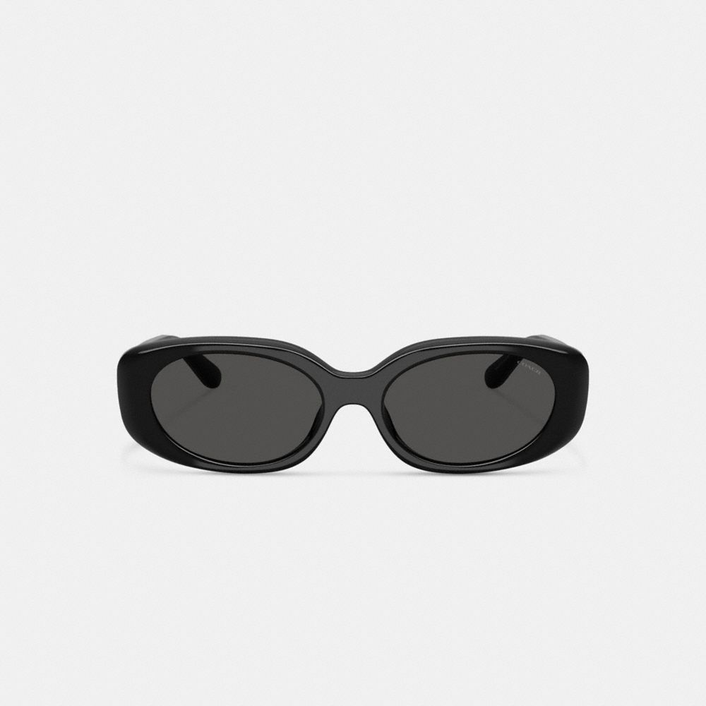 Coach Quilted Oval Rectangle Sunglasses In Black