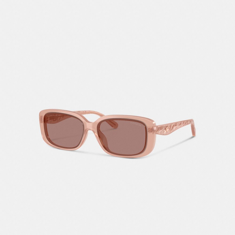 Coach Quilted Rectangle Sunglasses In Pink