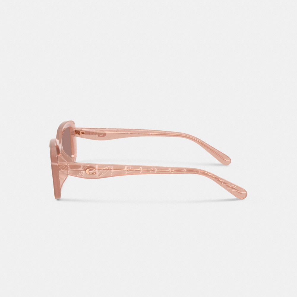 Coach Quilted Rectangle Sunglasses In Pink