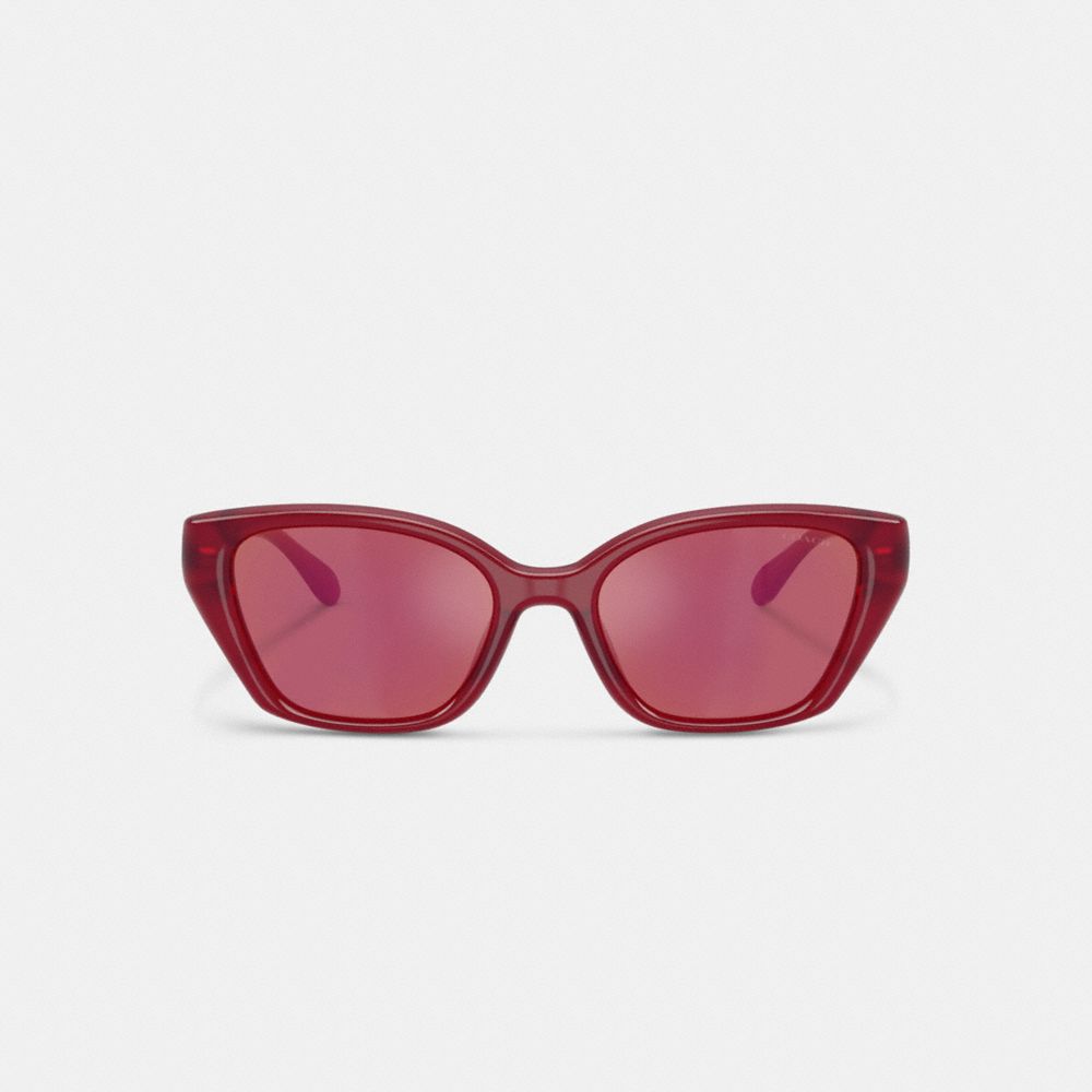 Coach C Hardware Square Cat Eye Sunglasses In Red