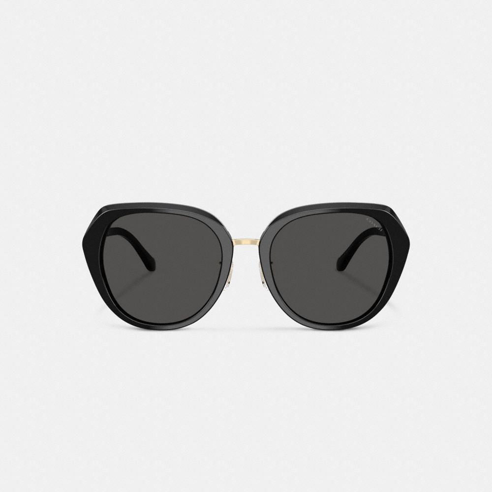 Coach Maxi Sculpted C Oversized Round Sunglasses In Black