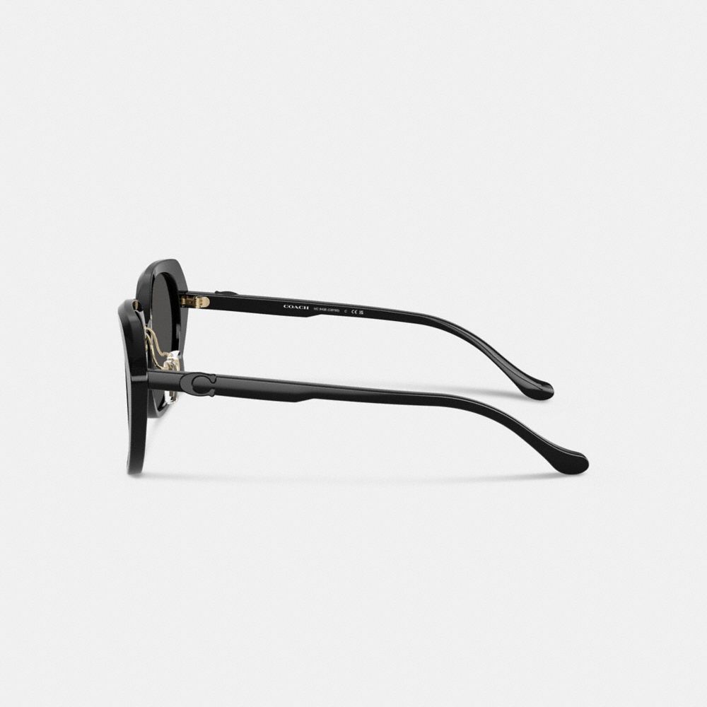 Coach Maxi Sculpted C Oversized Round Sunglasses In Black