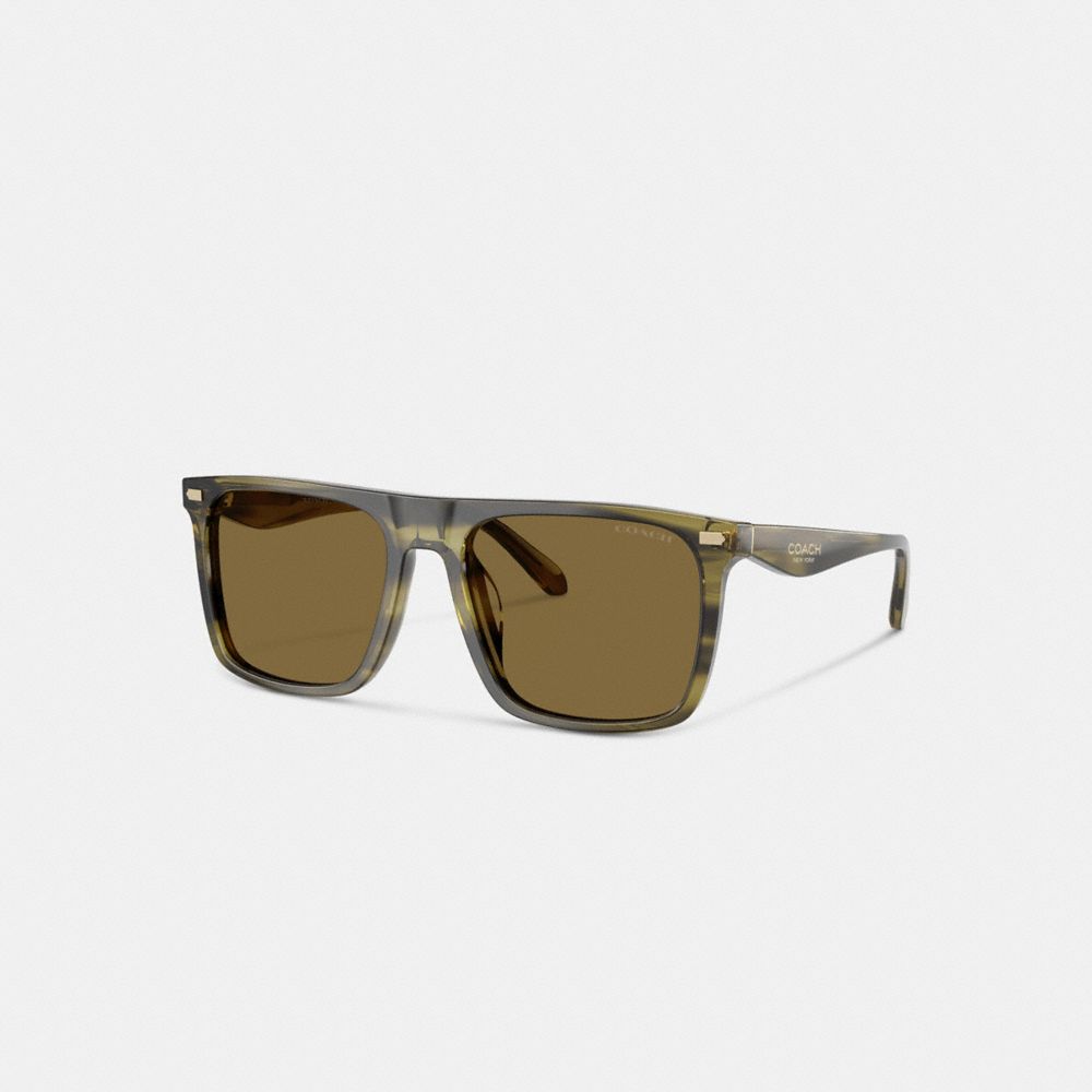 Coach Flat Top Square Sunglasses In Green
