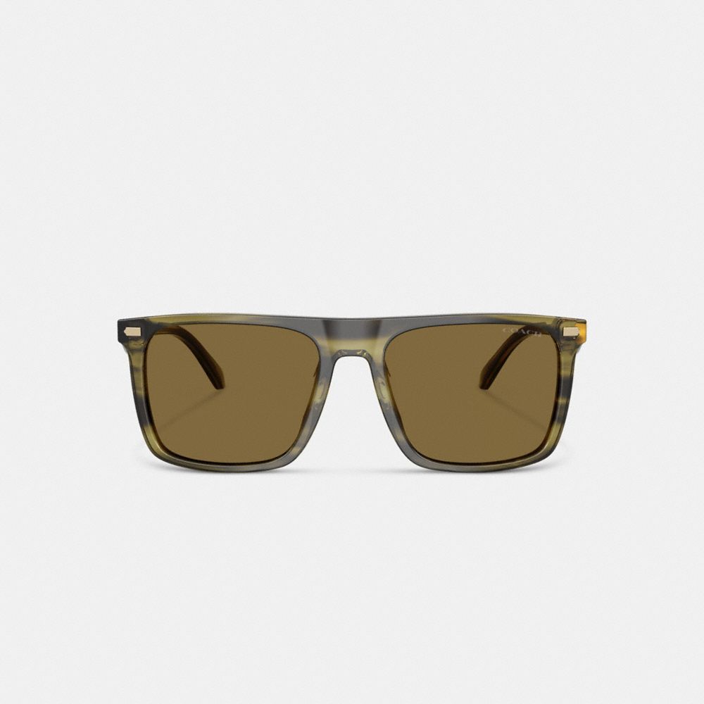 Coach Flat Top Square Sunglasses In Green