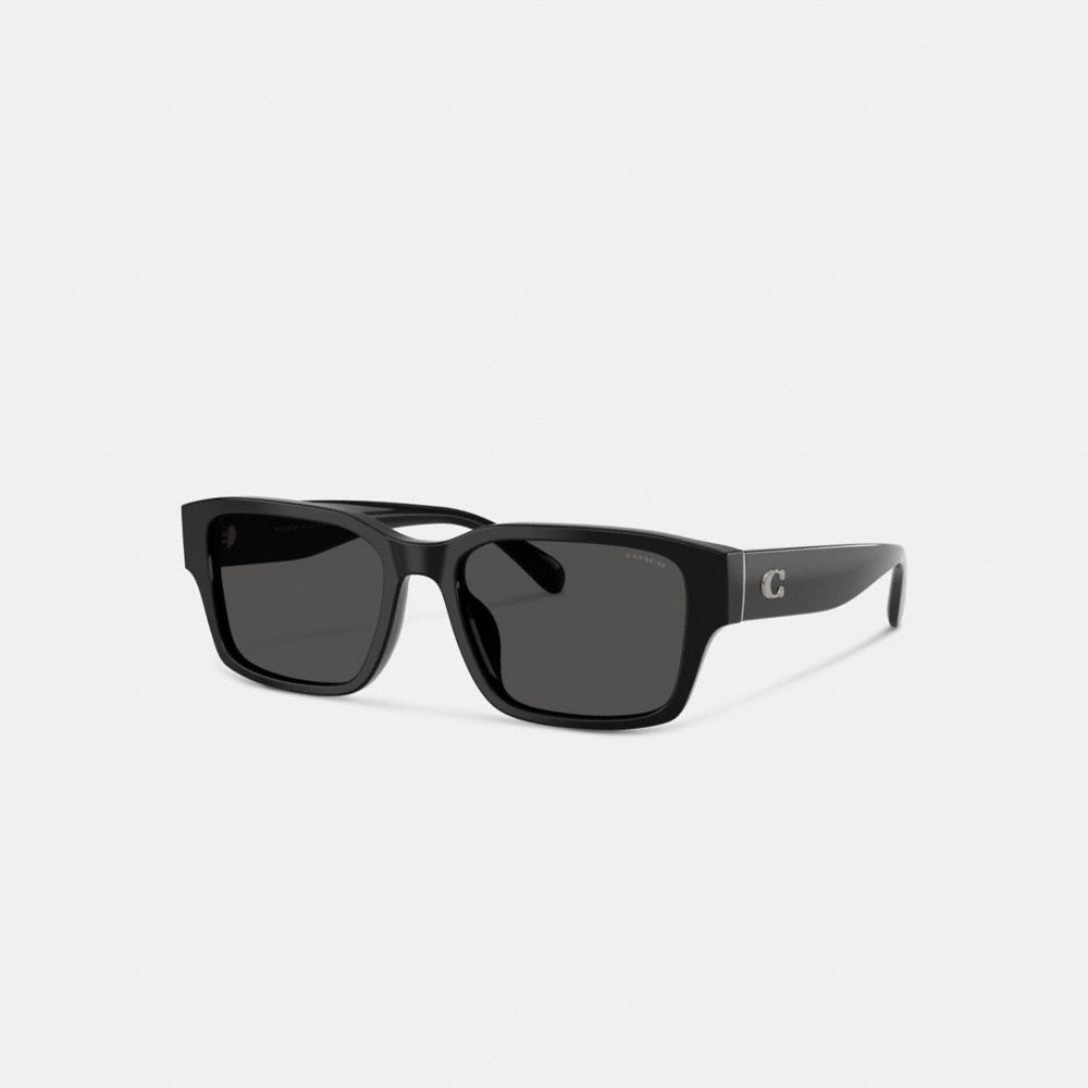 Coach Maxi Sculpted C Narrow Square Sunglasses In Black