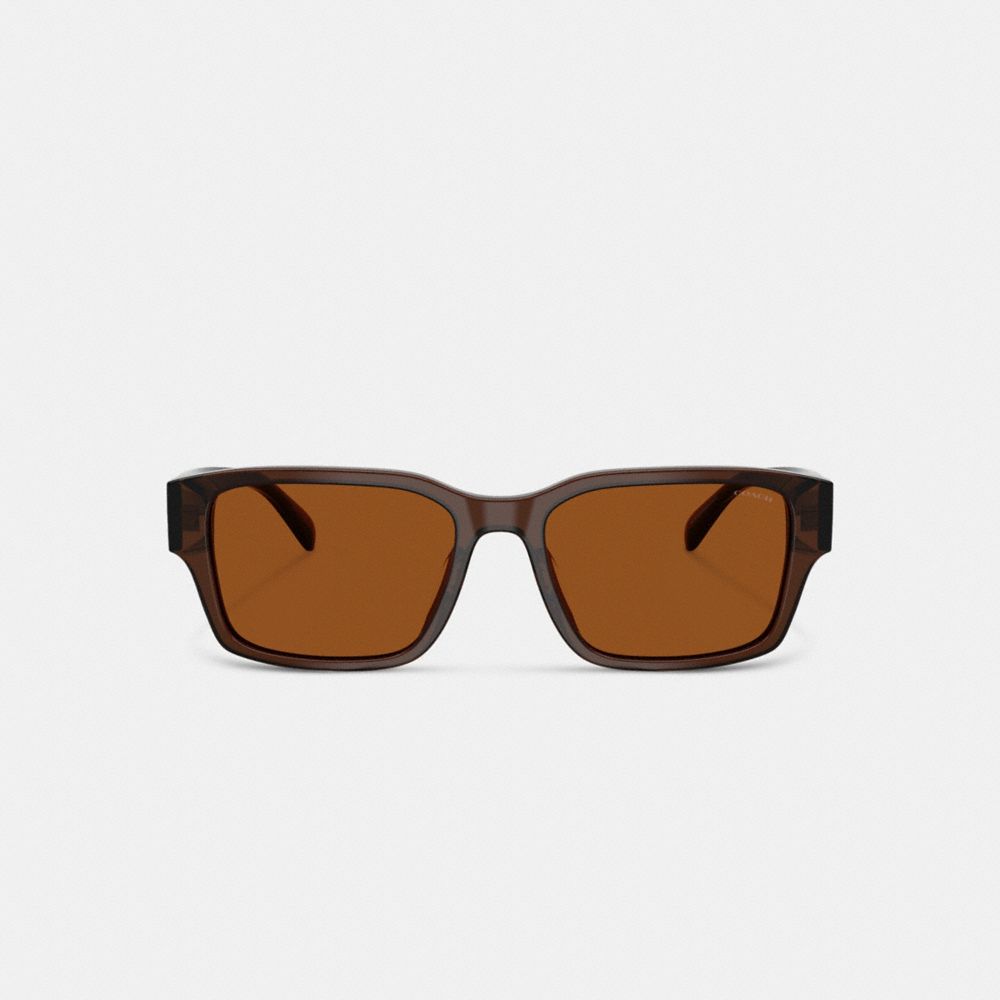 Coach Maxi Sculpted C Narrow Square Sunglasses In Brown