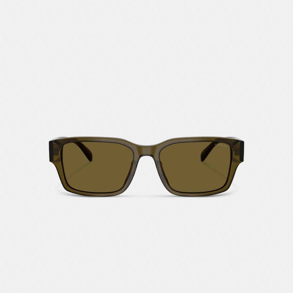 Coach Maxi Sculpted C Narrow Square Sunglasses In Green