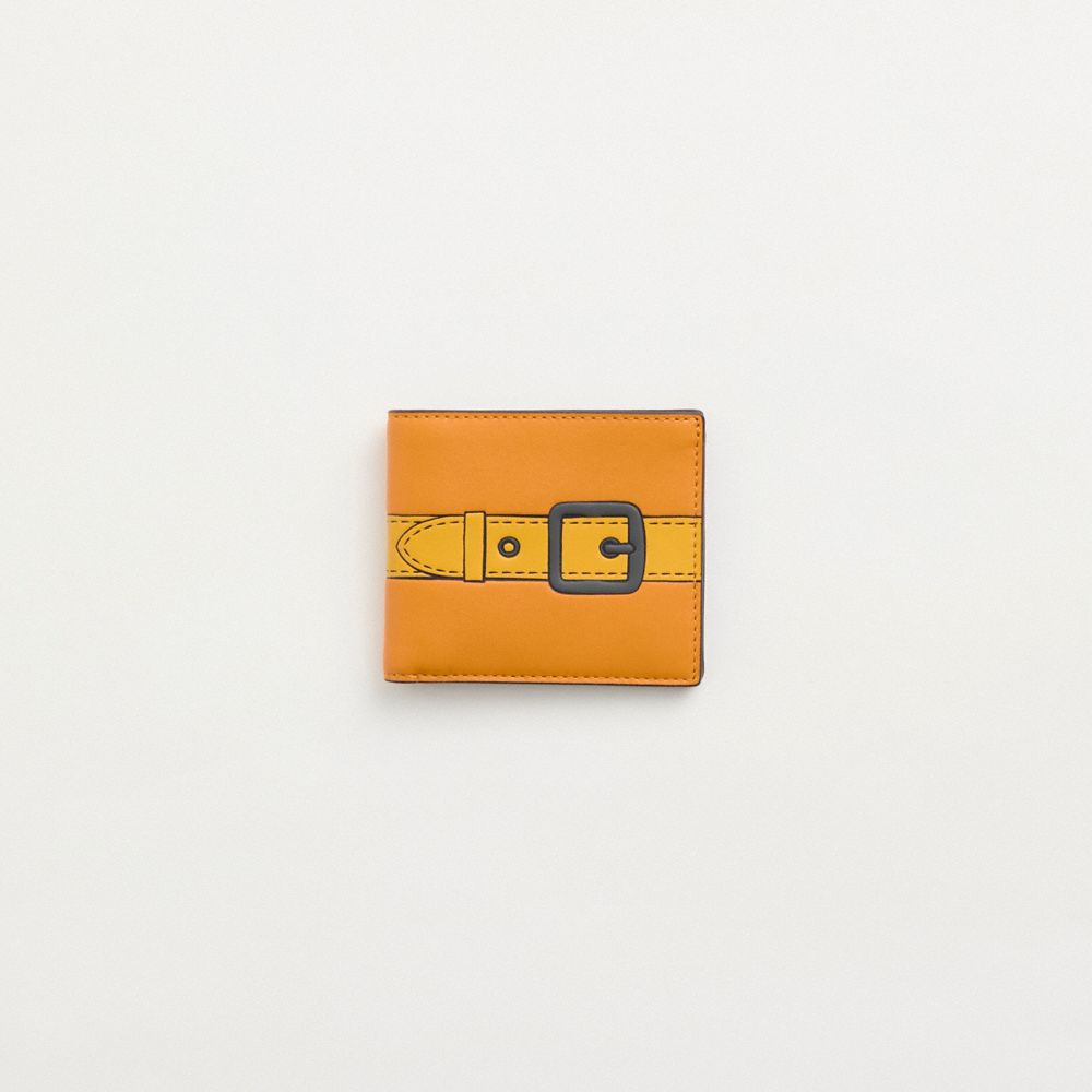 Coach Restored Double Billfold Wallet With Trompe L'oeil In Papaya Multi