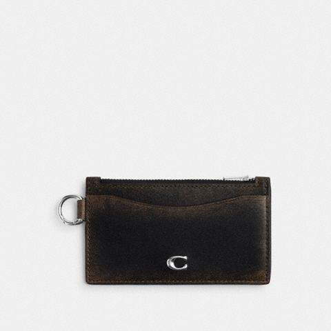 Coach Zip Card Case In Loved Leather