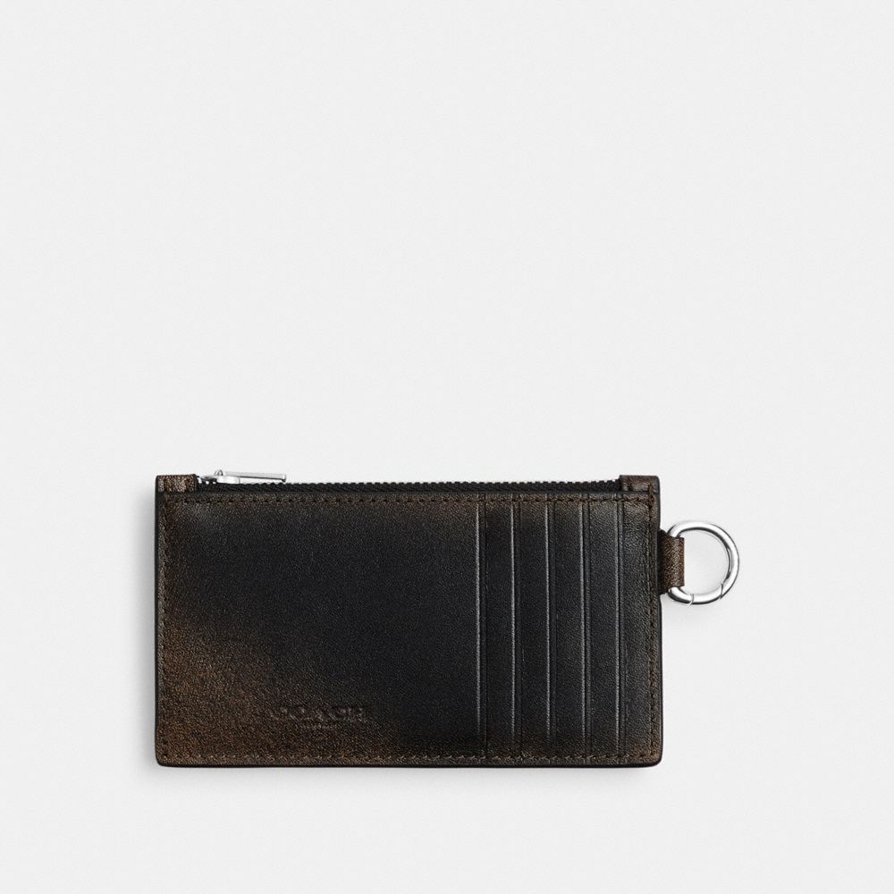Coach Zip Card Case In Loved Leather In Multi