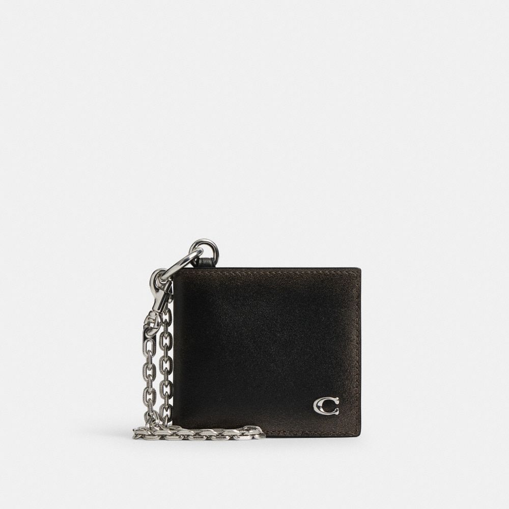 Coach Double Billfold Wallet With Chain In Loved Leather In Multi