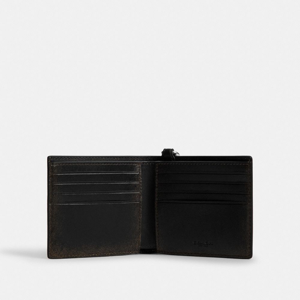 Coach Double Billfold Wallet With Chain In Loved Leather In Multi