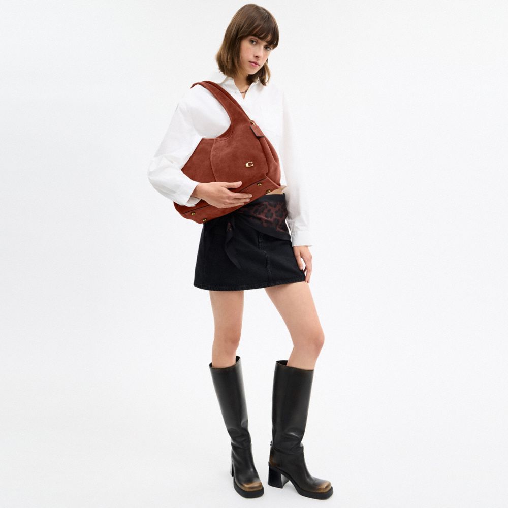 COACH®,Lana Shoulder Bag,Leather,Suede,Shoulder Bag,Logo,Metal,Brass,Casual,,Detail View