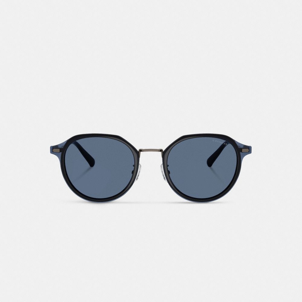 COACH®,Textured Metal Round Sunglasses,,Inside View,Top View