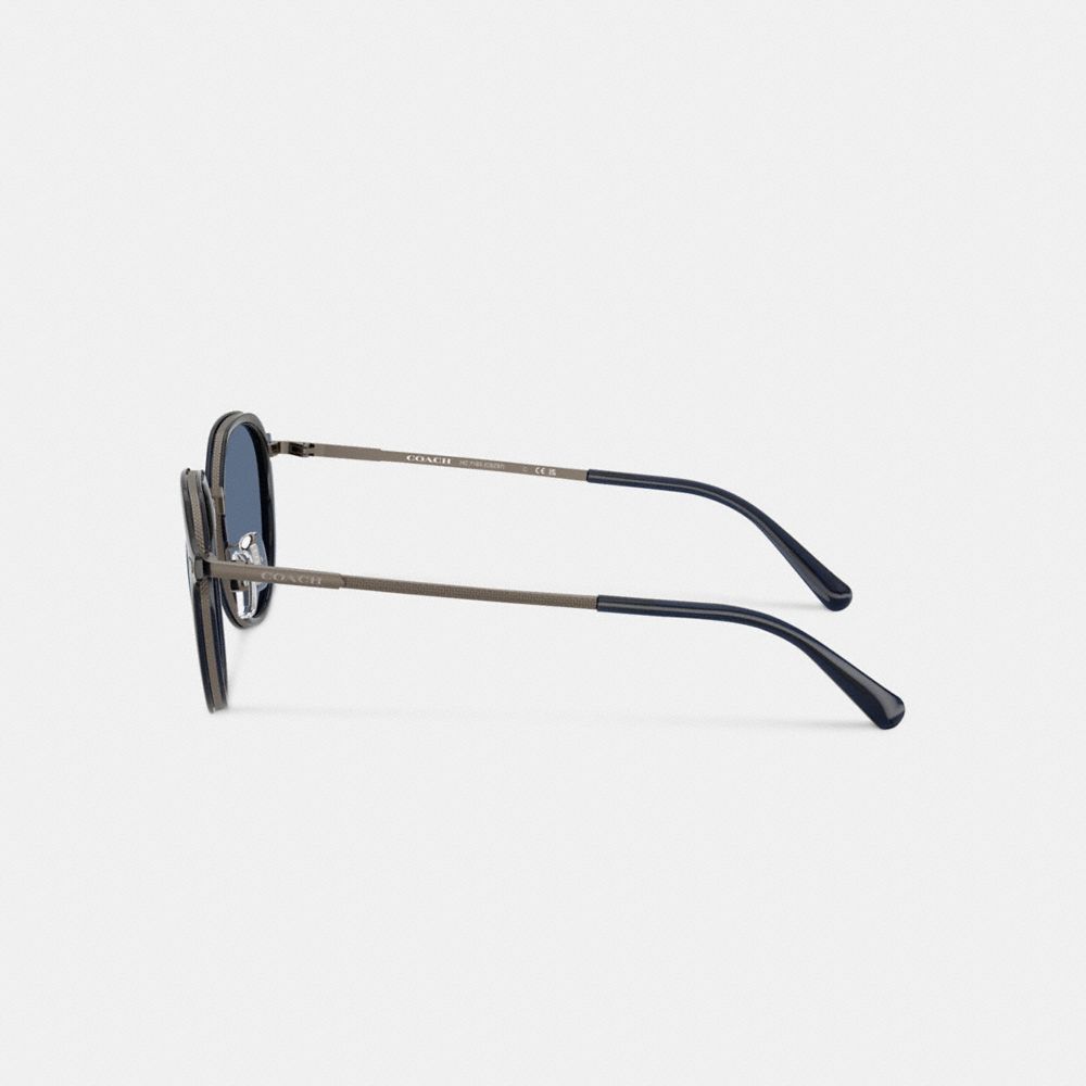 COACH®,Textured Metal Round Sunglasses,,Alternate View